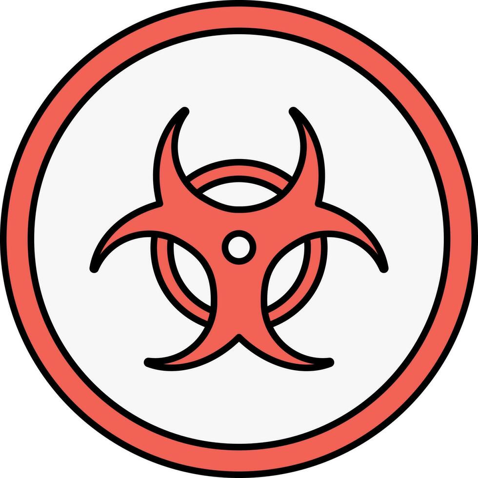 Red Bio Hazard Circle Icon In Flat Style. vector