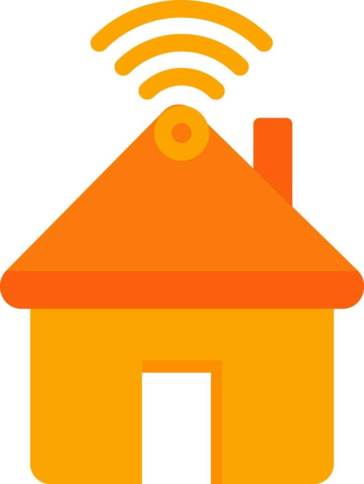 Smart Home Flat Icon In Orange Color. vector