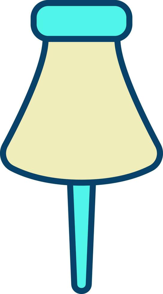Yellow And Turquoise Illustration Of Pushpin Flat Icon. vector