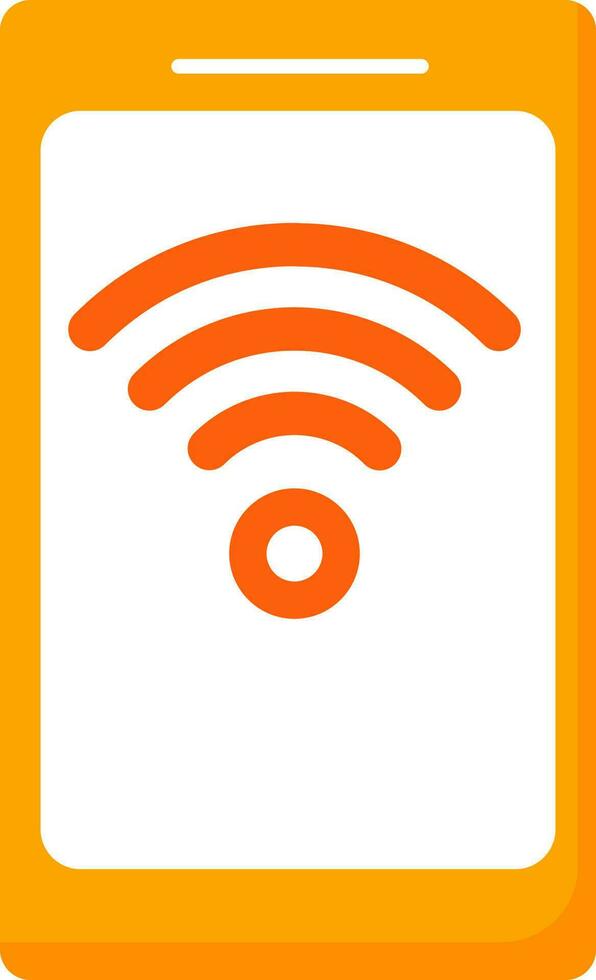 Wifi Connected Smartphone Icon In Orange And White Color. vector