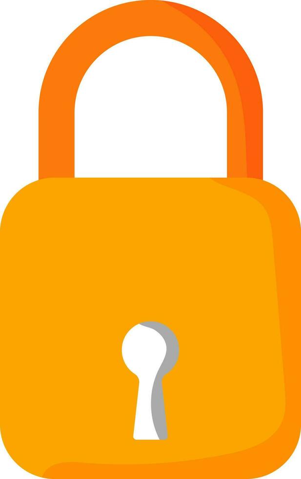 Close Padlock Flat Icon In Orange Color. vector