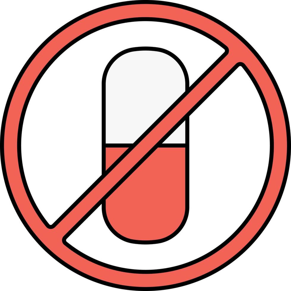 No Medicine Red And White Round Icon. vector