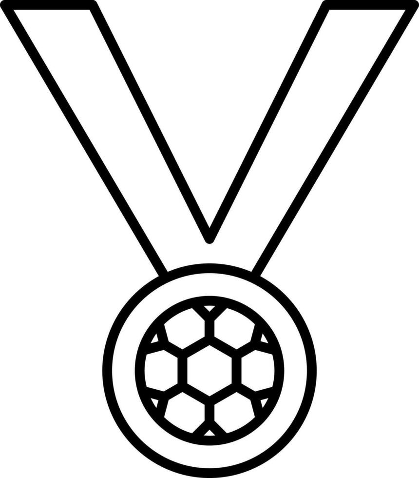 Soccer Medal With Ribbon Thin Line Art Icon. vector