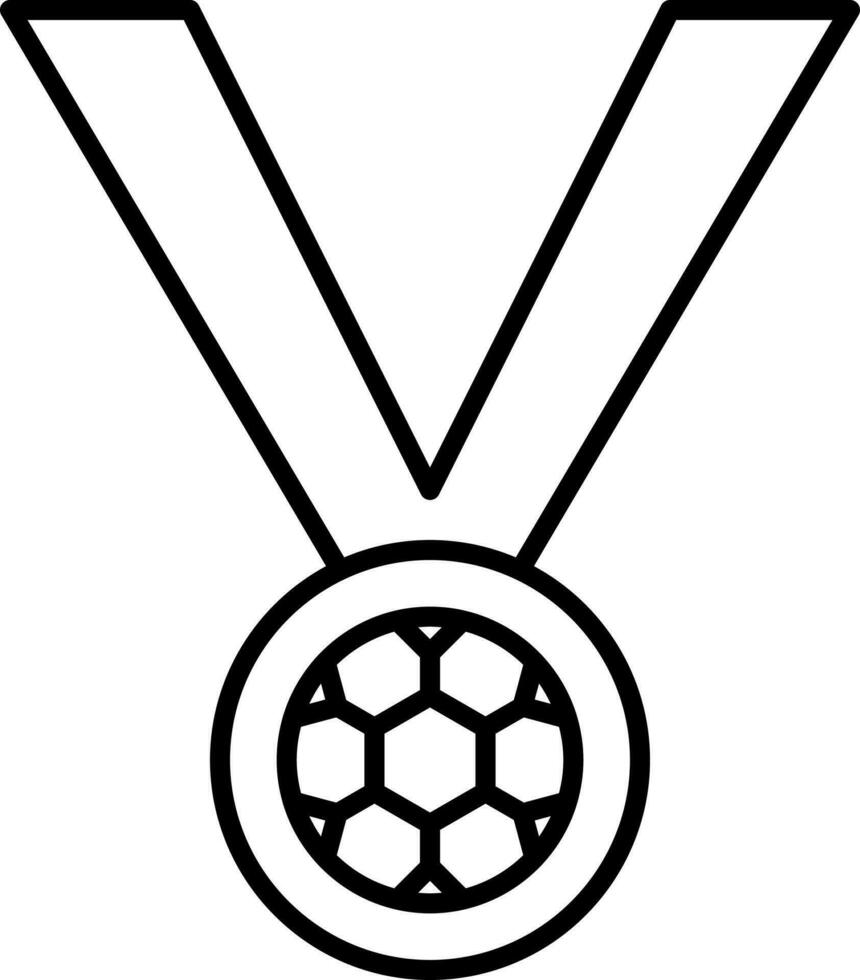 Soccer Medal With Ribbon Thin Line Art Icon. vector