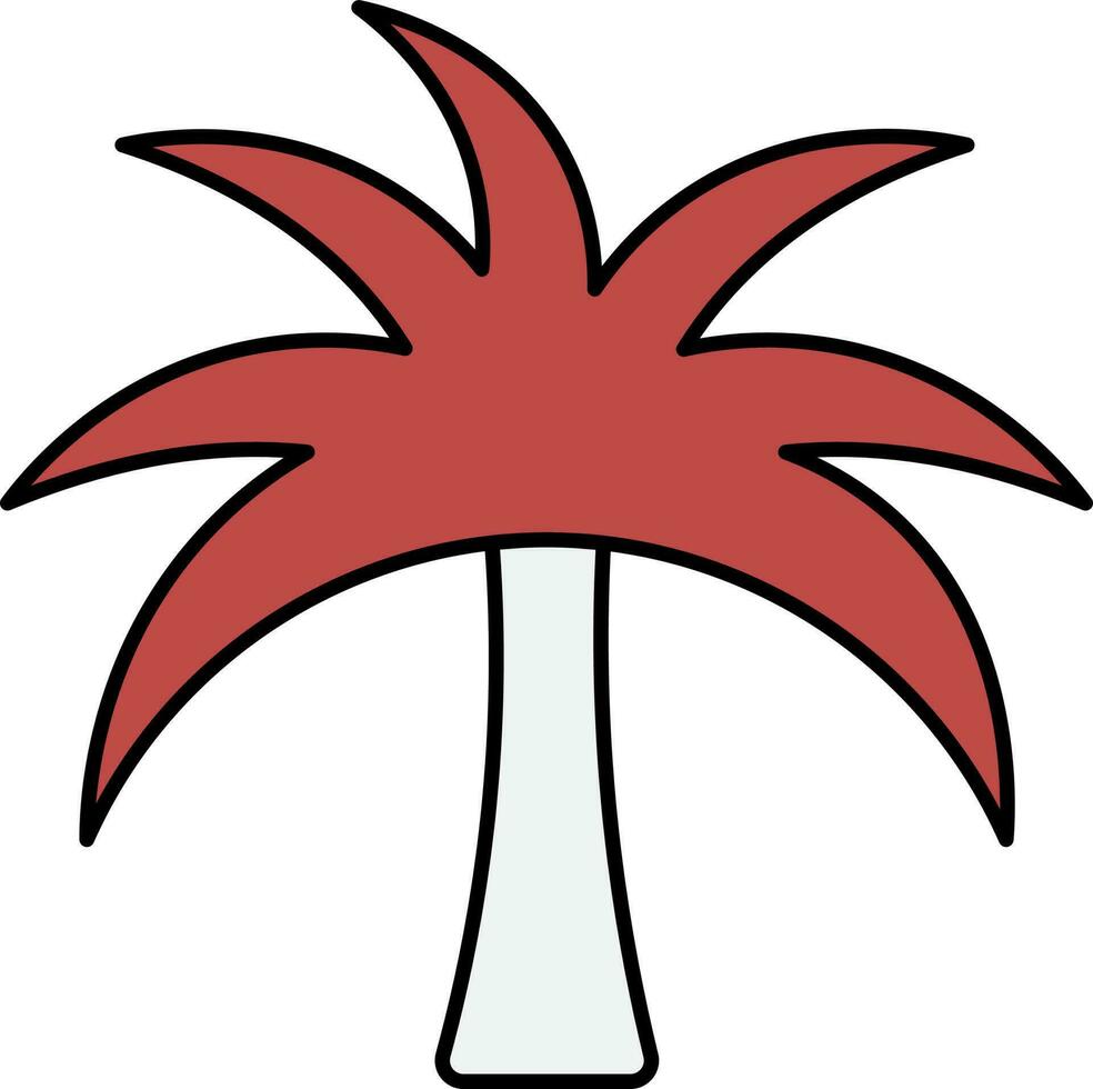 Isolated Palm Tree Flat Icon In Brown And Grey Color. vector