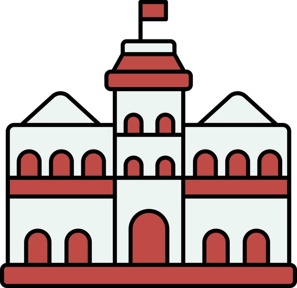 The Istana Building Brown And Grey Icon. vector