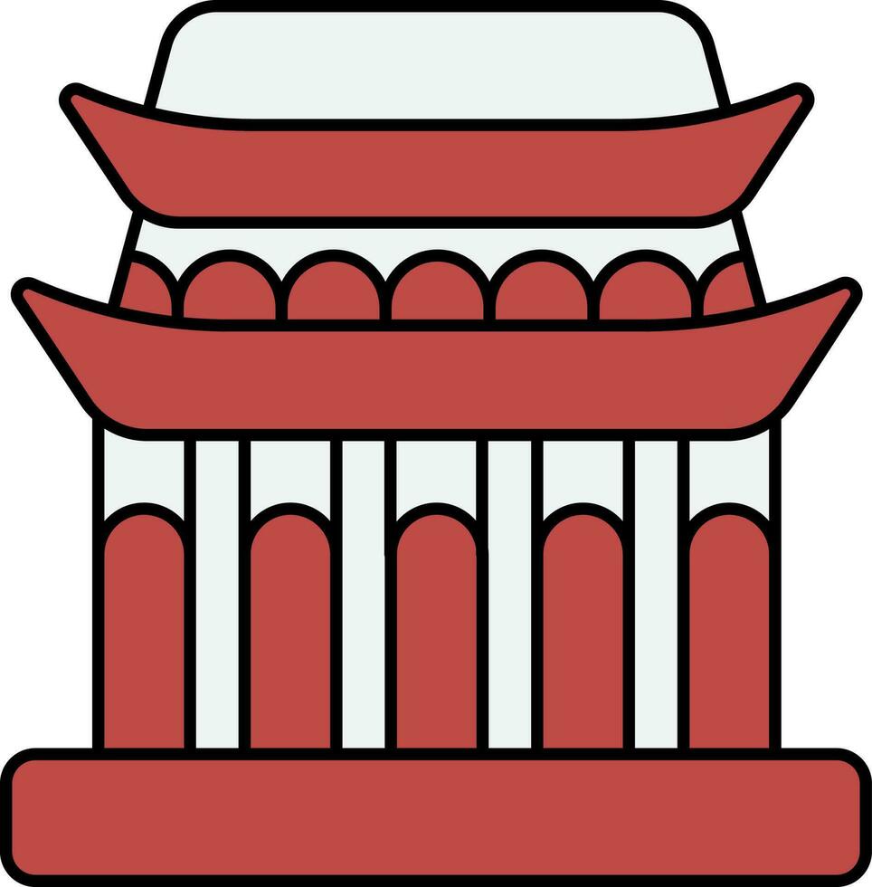 Brown And White Temple Flat Icon. vector