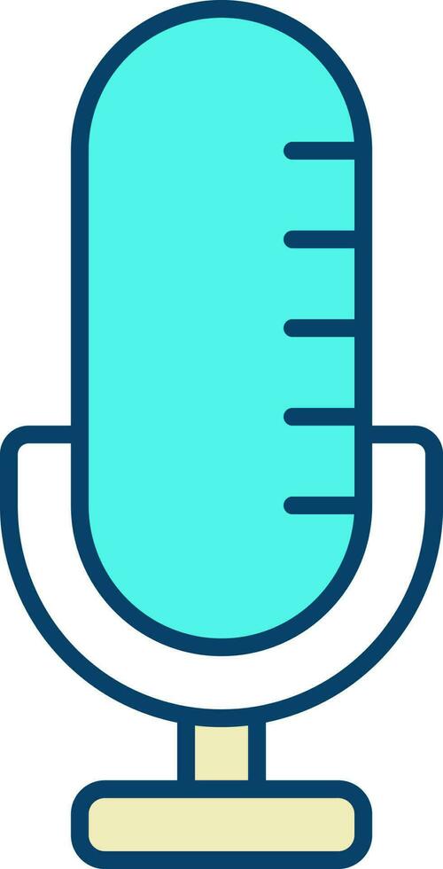 Turquoise Microphone Icon In Flat Style. vector