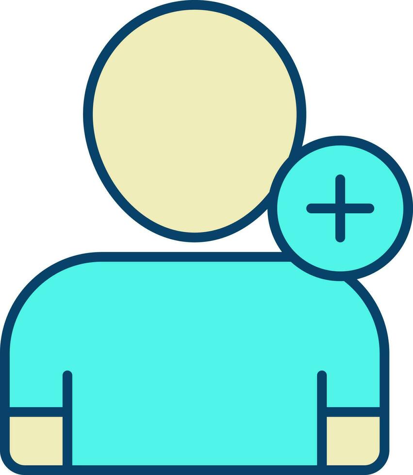 Add User Icon Or symbol In Turquoise And Yellow Color. vector