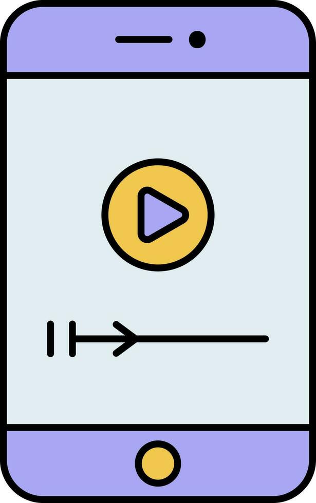 Stop Video In Smartphone Screen Yellow And Blue Icon. vector