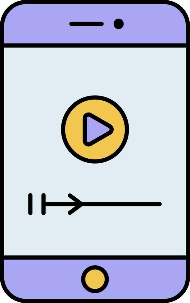 detener vídeo en teléfono inteligente pantalla amarillo y azul icono. vector