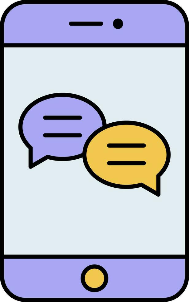 Mobile Chat Or Message Icon In Blue And Yellow Color. vector