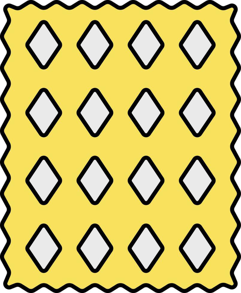 Diamond Pattern Paper Or Fabric Yellow And White Icon. vector