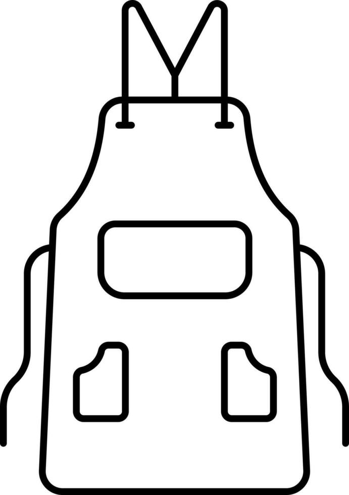 Black Outline Illustration Of Apron Icon. vector