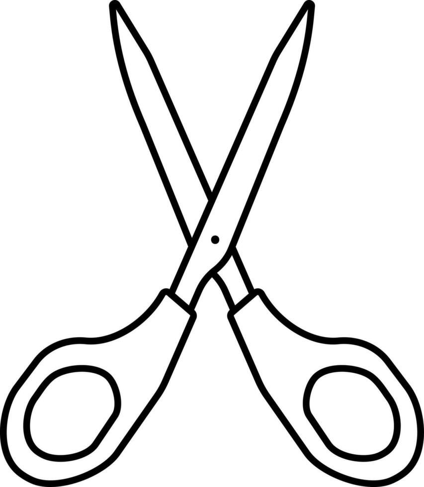 Black Linear Style Scissor Icon. vector