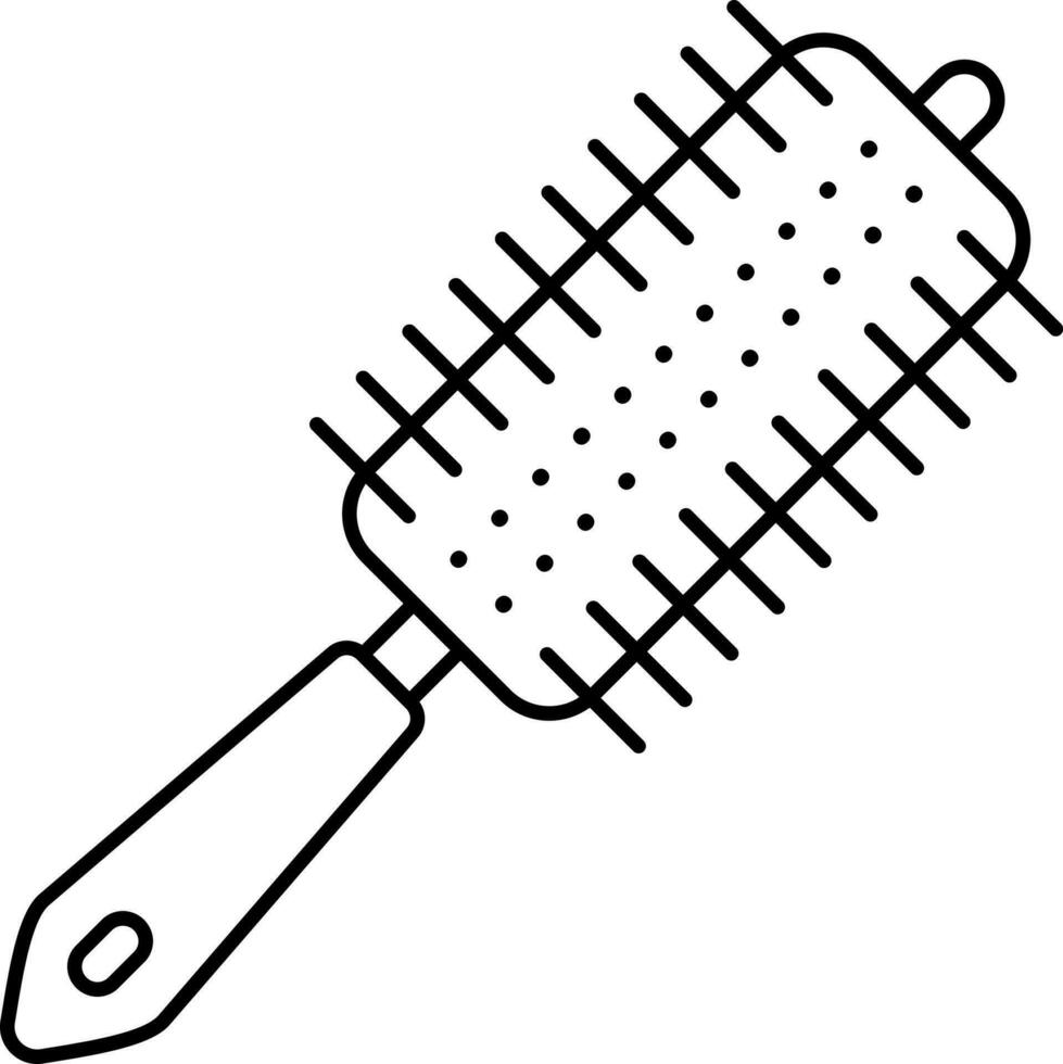 Oval Hair Brush Black Linear Icon. vector