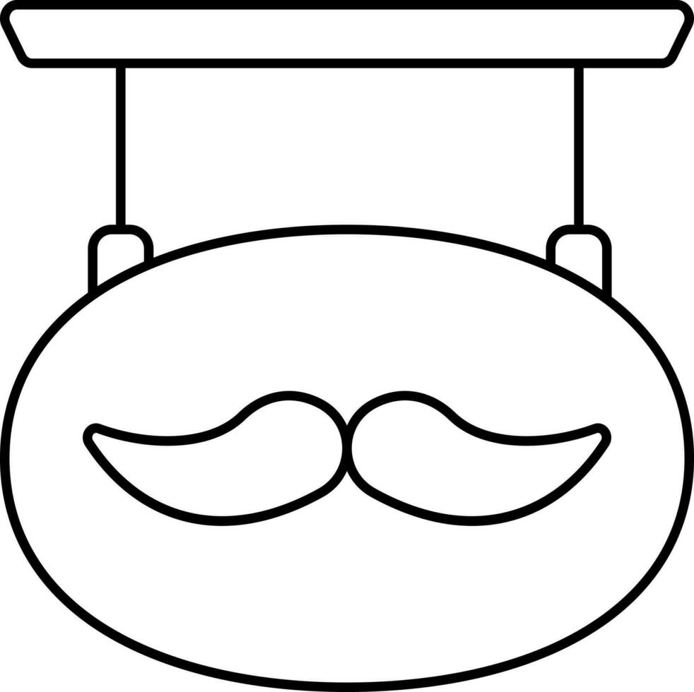 Hang Mustache Signboard Line Art Icon. vector