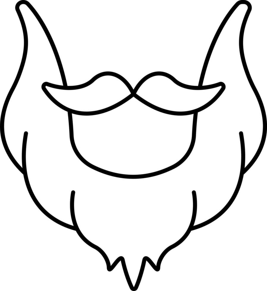 Black Linear Style Beard Icon. vector