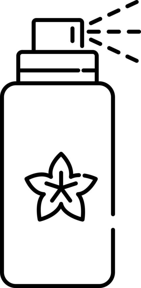 Floral Aromatic Spray Bottle Icon In Black Linear Style. vector