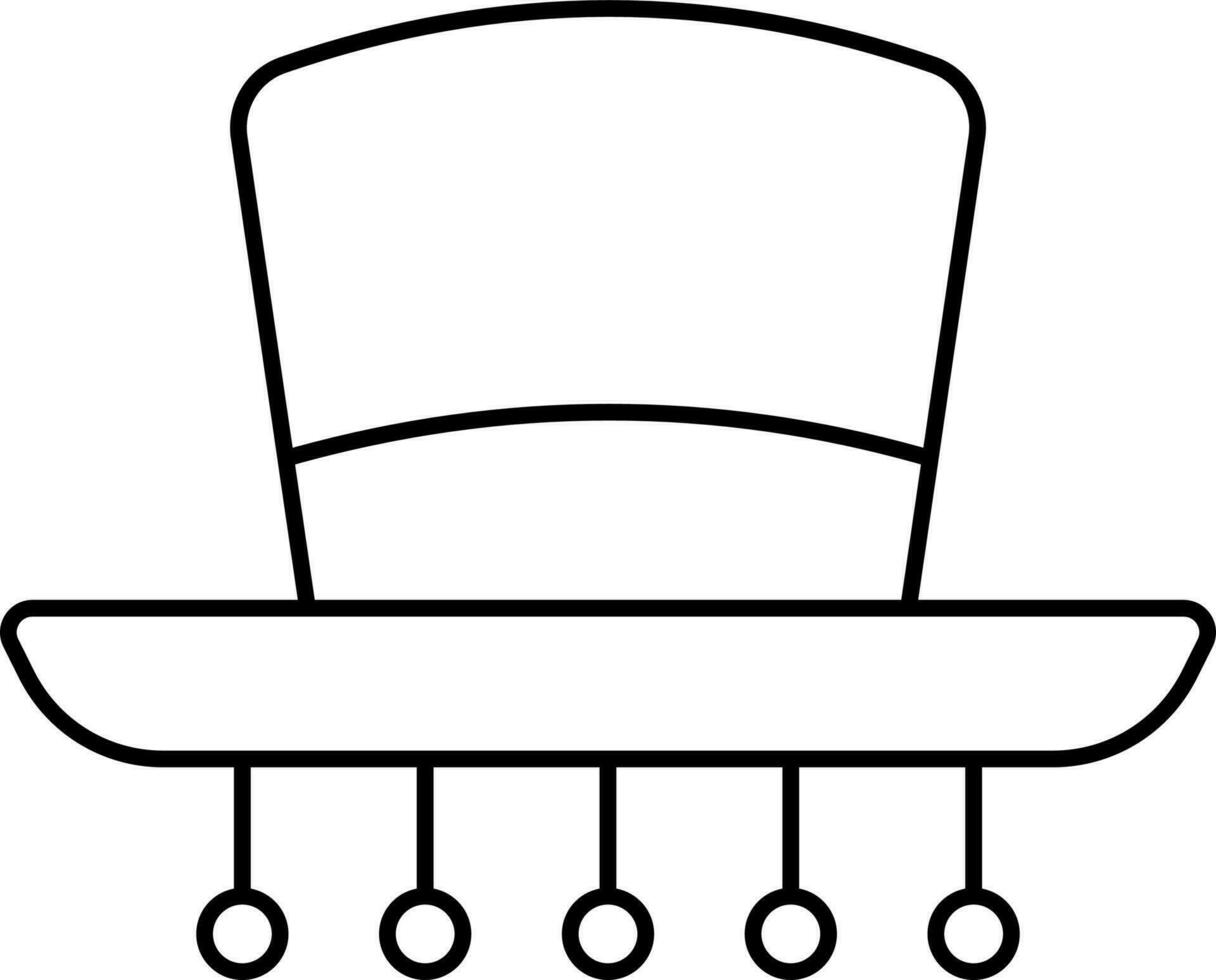 Ball Fringe Spanish Hat Icon In Thin Line Art. vector