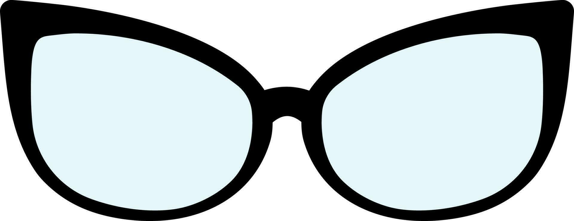 Flat Style Cat Eye Specs Frame Shape Icon In Blue And Black Color