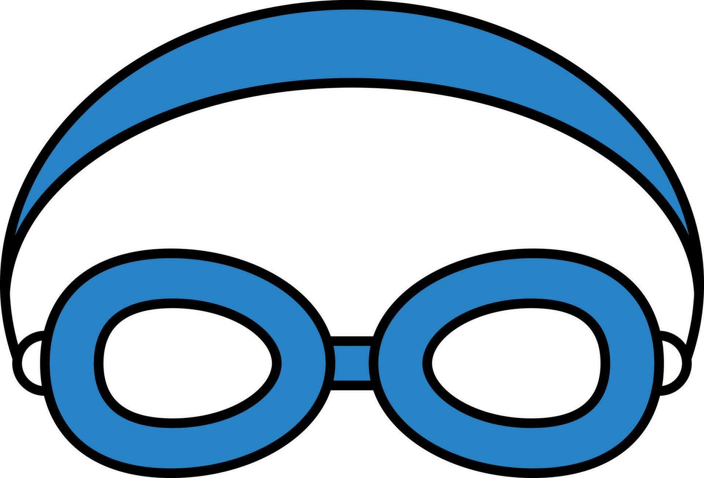 Blue Swimming Goggles Icon In Flat Style. vector