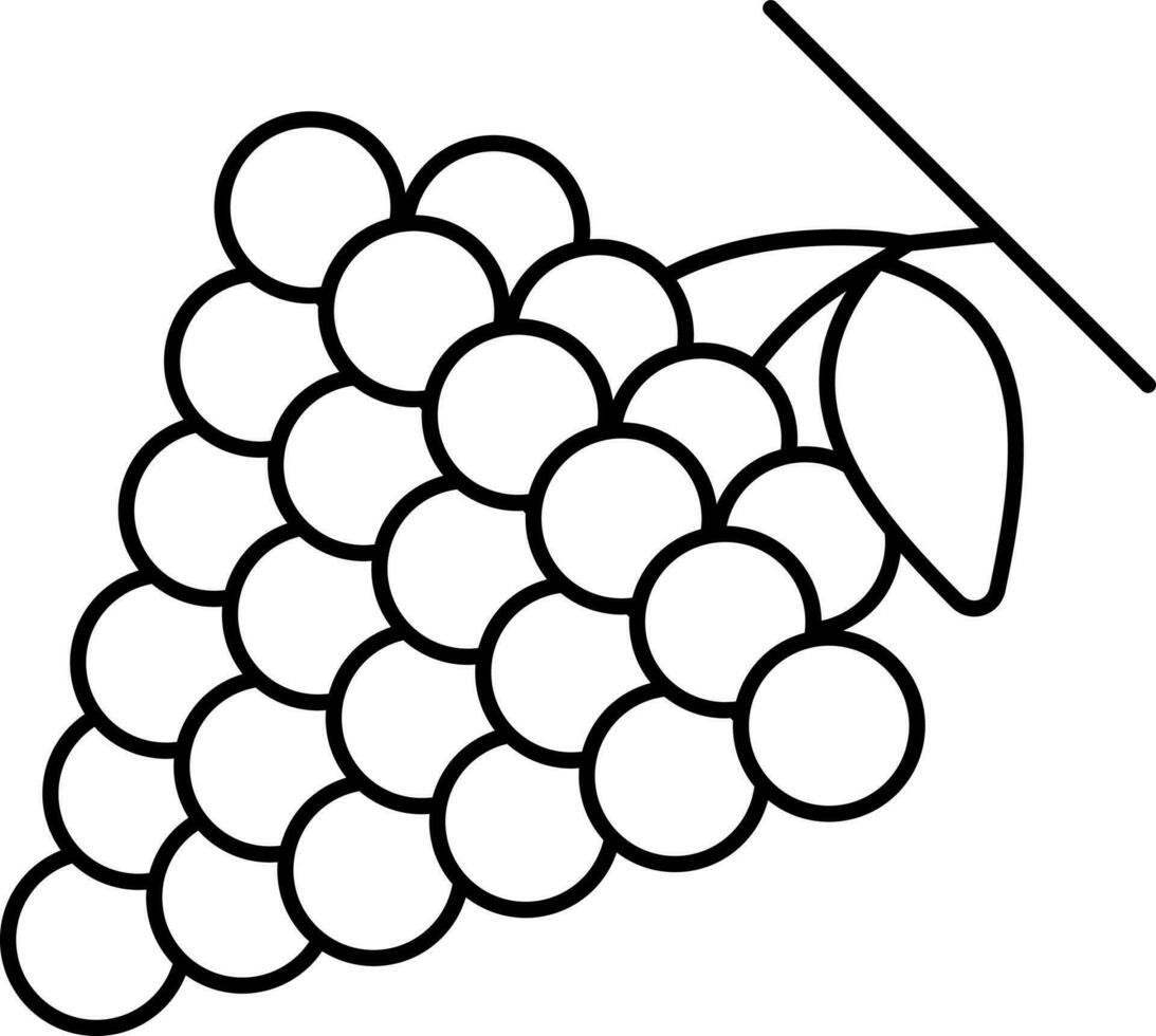 negro Delgado línea Arte de uvas manojo icono. vector