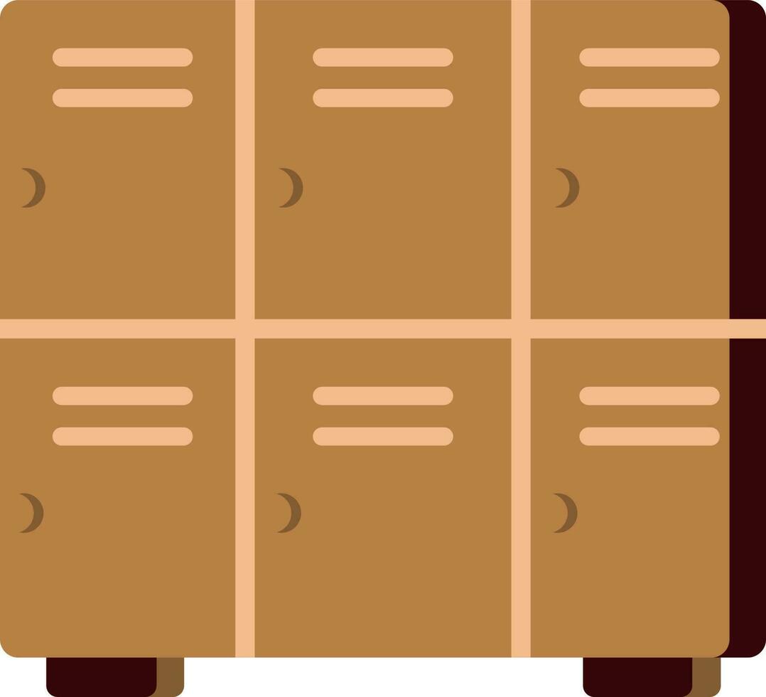 Almirah Locker Flat Icon In Brown Color. vector