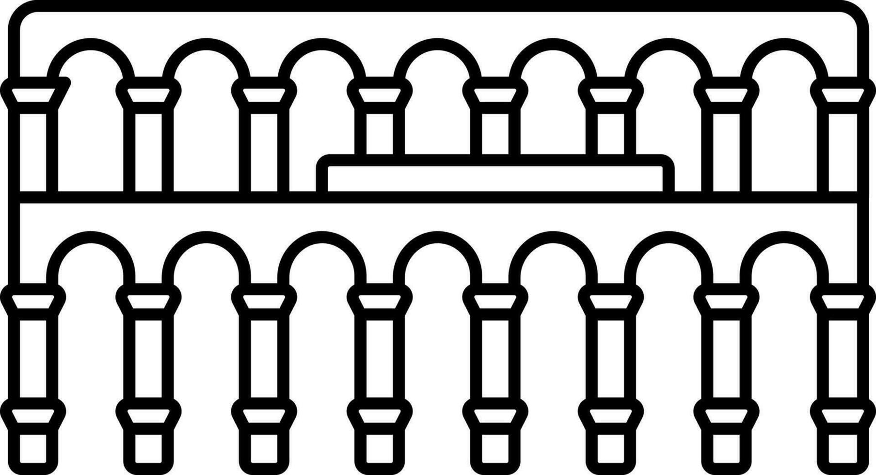 Aqueduct Of Segovia Black Line Art Icon. vector