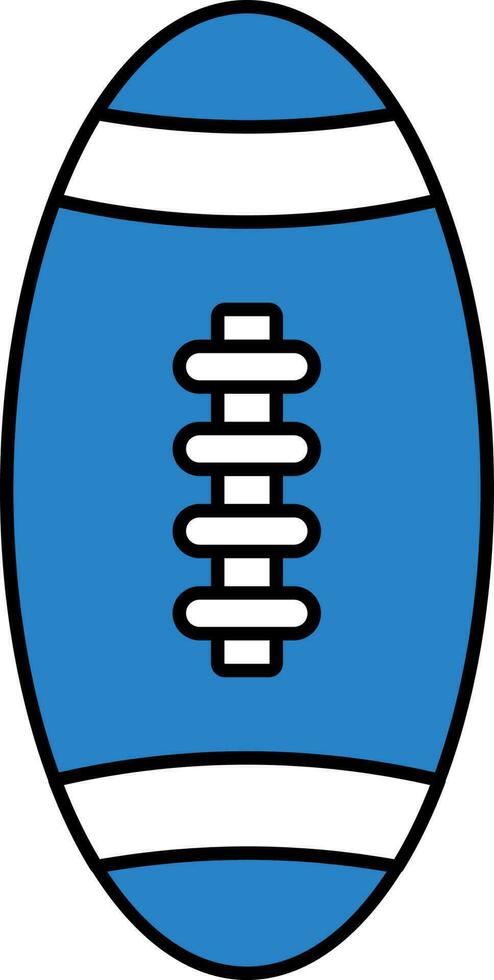 Flat Rugby Ball Blue And White Icon. vector