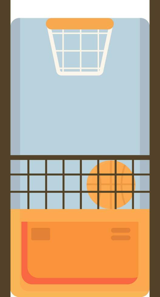 Online Basketball Play Arena In Smartphone Screen Orange And Blue Icon. vector