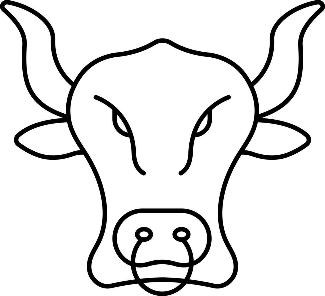 Nose Ring Wearing Bull Face Black Stroke Icon. vector