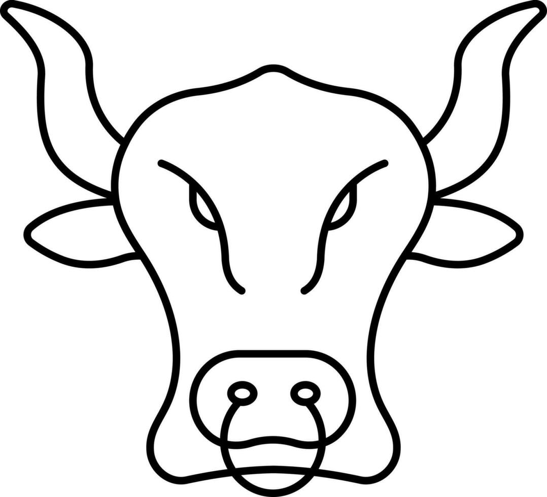 Nose Ring Wearing Bull Face Black Stroke Icon. vector