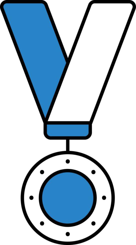 Star Medal With Ribbon Blue And White Icon. vector