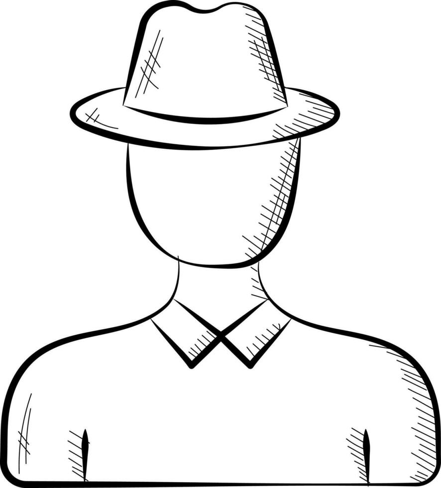 Faceless Umpire Cartoon Icon In Hand Drawn. vector