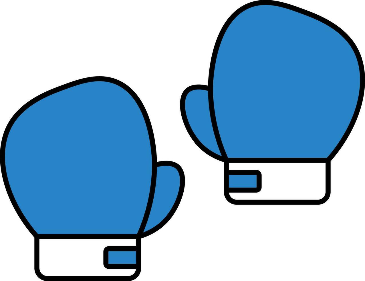 Blue Boxing Gloves Icon In Flat Style. vector