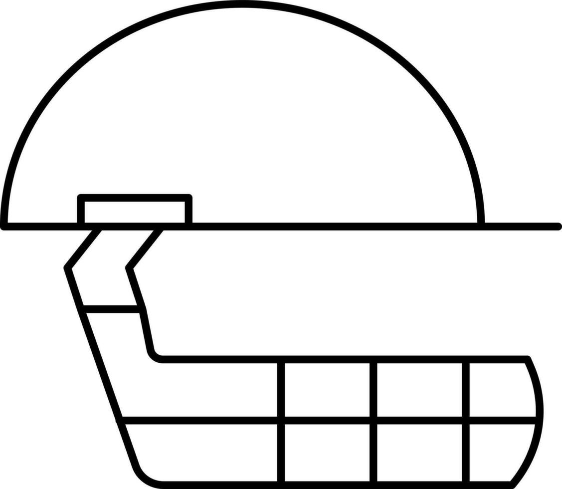 Black Thin Line Art Of Cricket Helmet Icon. vector