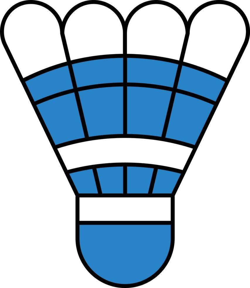Blue And White Shuttlecock Icon Or Symbol. vector
