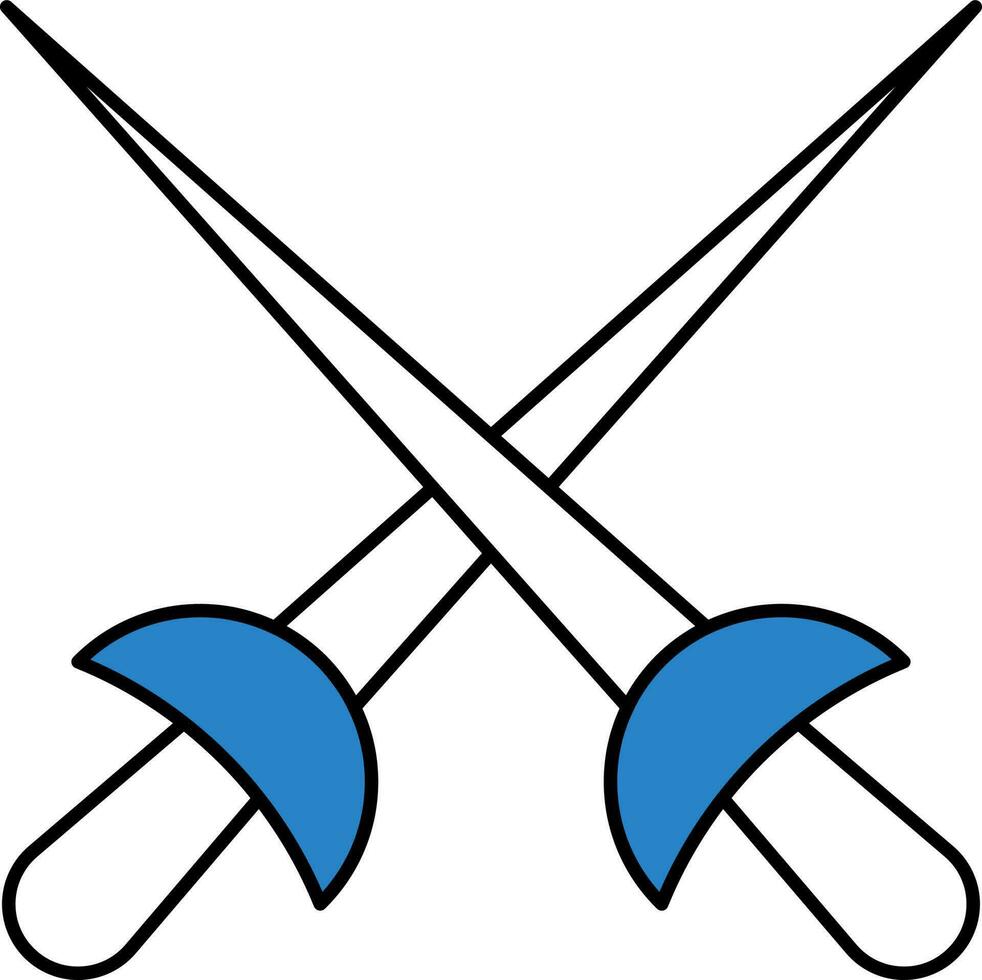 Cross Sword Icon In Blue Color. vector