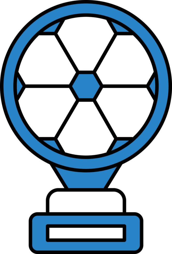 Blue And White Soccer Trophy Icon In Flat Style. vector