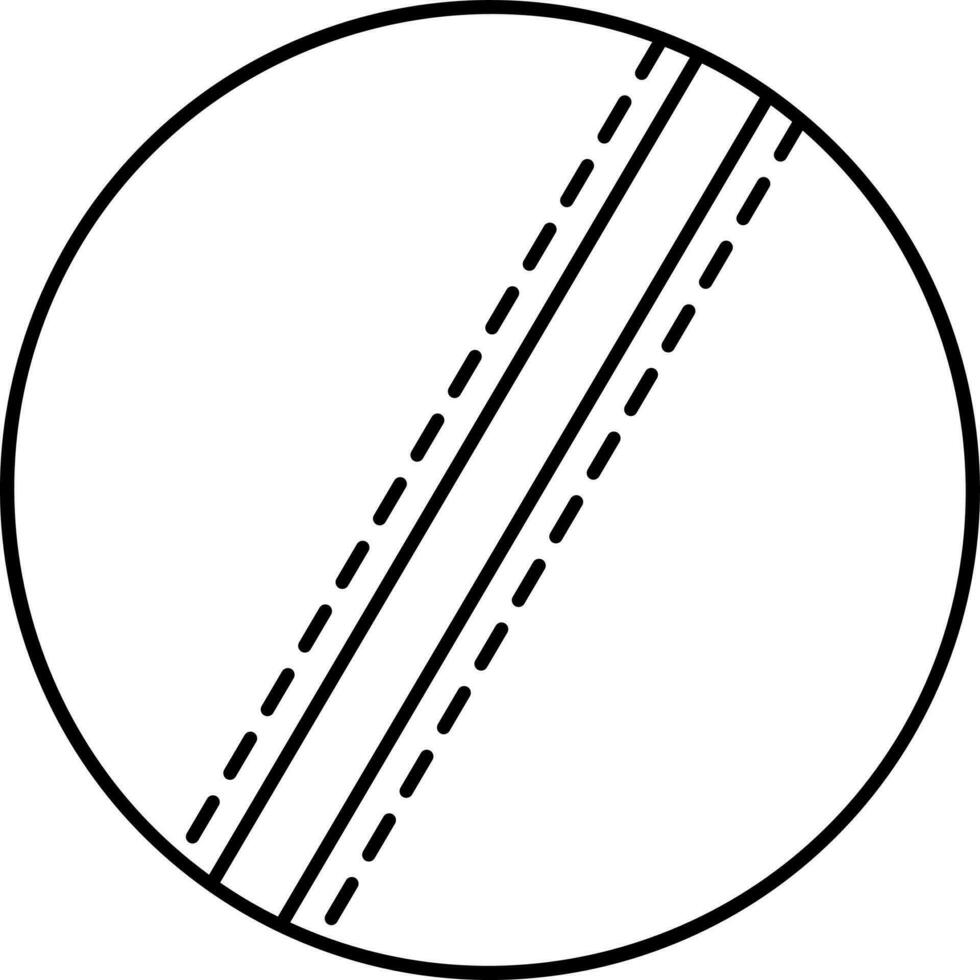 Black Outline Illustration Of Cricket Ball Icon. vector