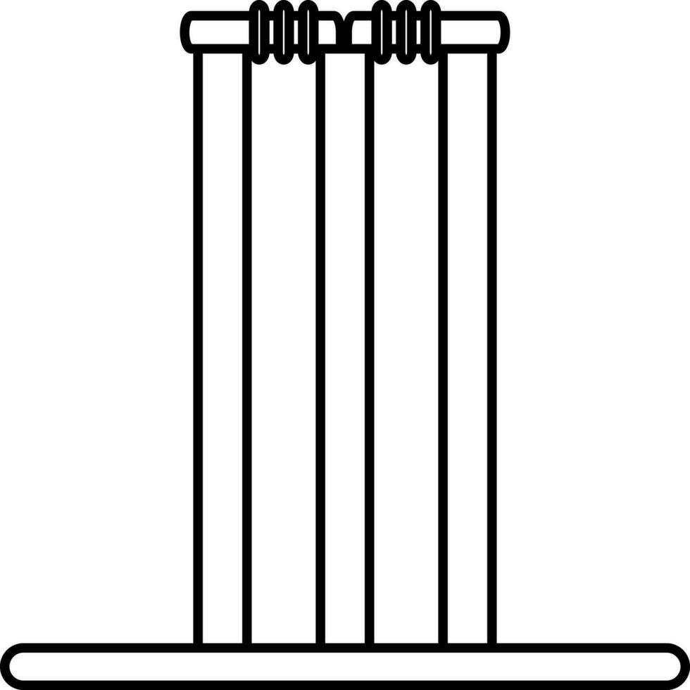 Black Line Art Of Wicket Stump Icon. vector