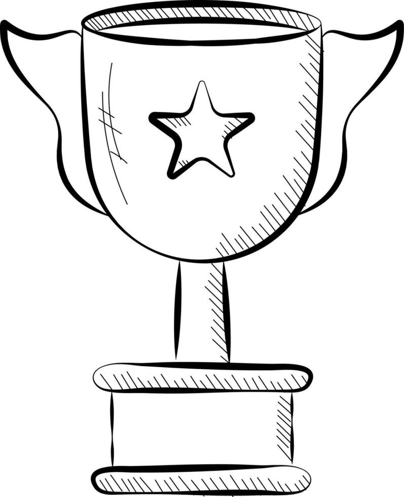Star Trophy Cup Icon In Black Sketching Style. vector