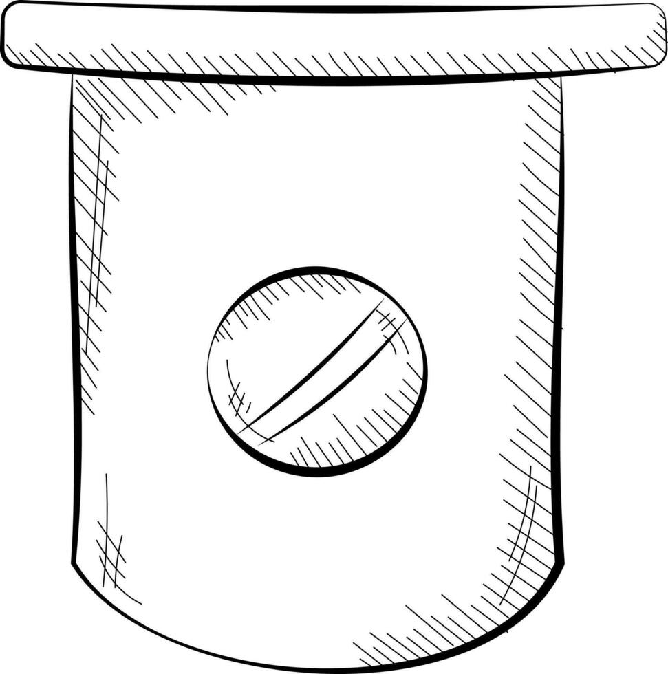 Black Hand Drawn Of Cricket Ball In Basket Icon vector