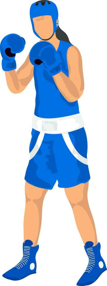 Faceless Female Boxer Player Standing On White Background. vector