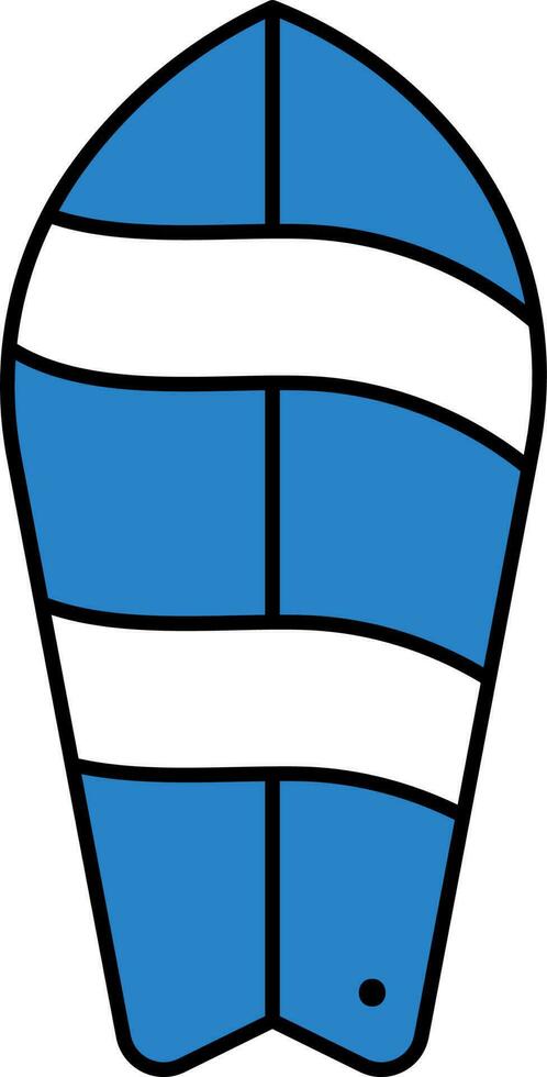 Blue And White Illustration Surfboard Icon. vector