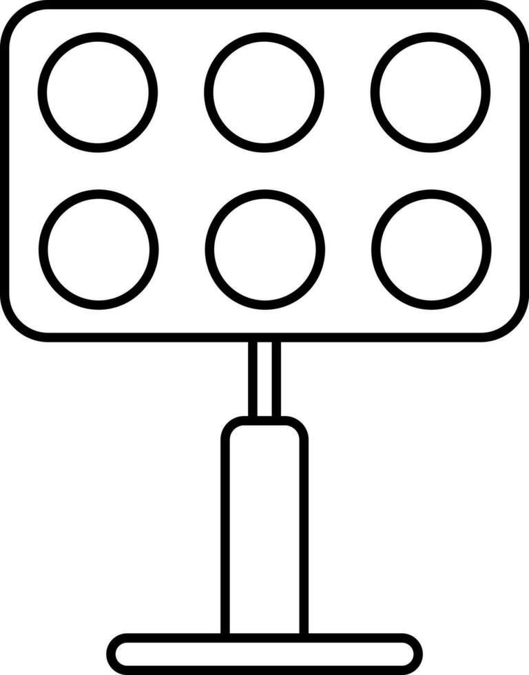 Black Linear Style Stadium Light Icon. vector