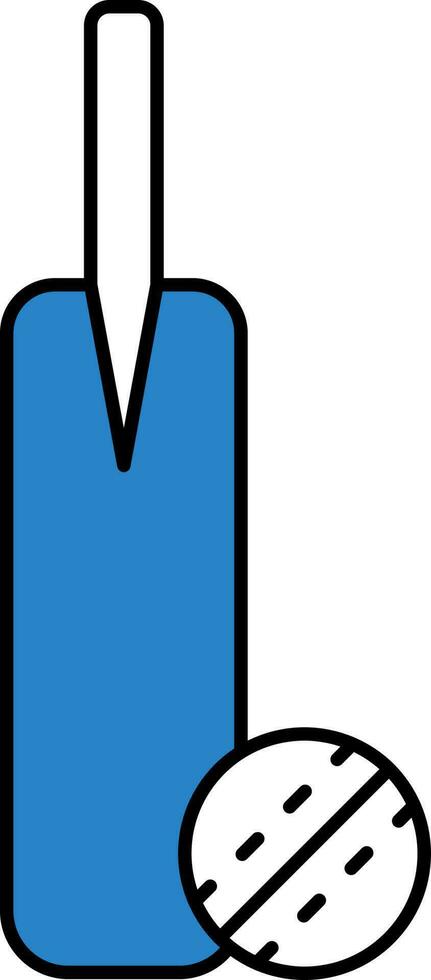 Cricket Bat And Ball Blue And White Icon. vector