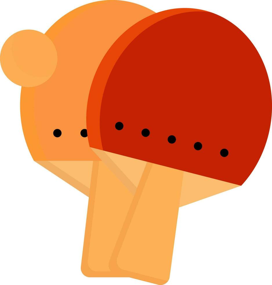 Orange And Red Table Tennis Racket And Ball Flat Icon. vector
