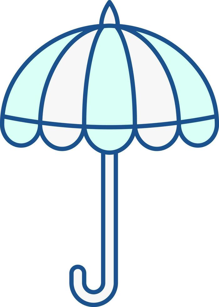 Open Umbrella Turquoise And White Icon. vector